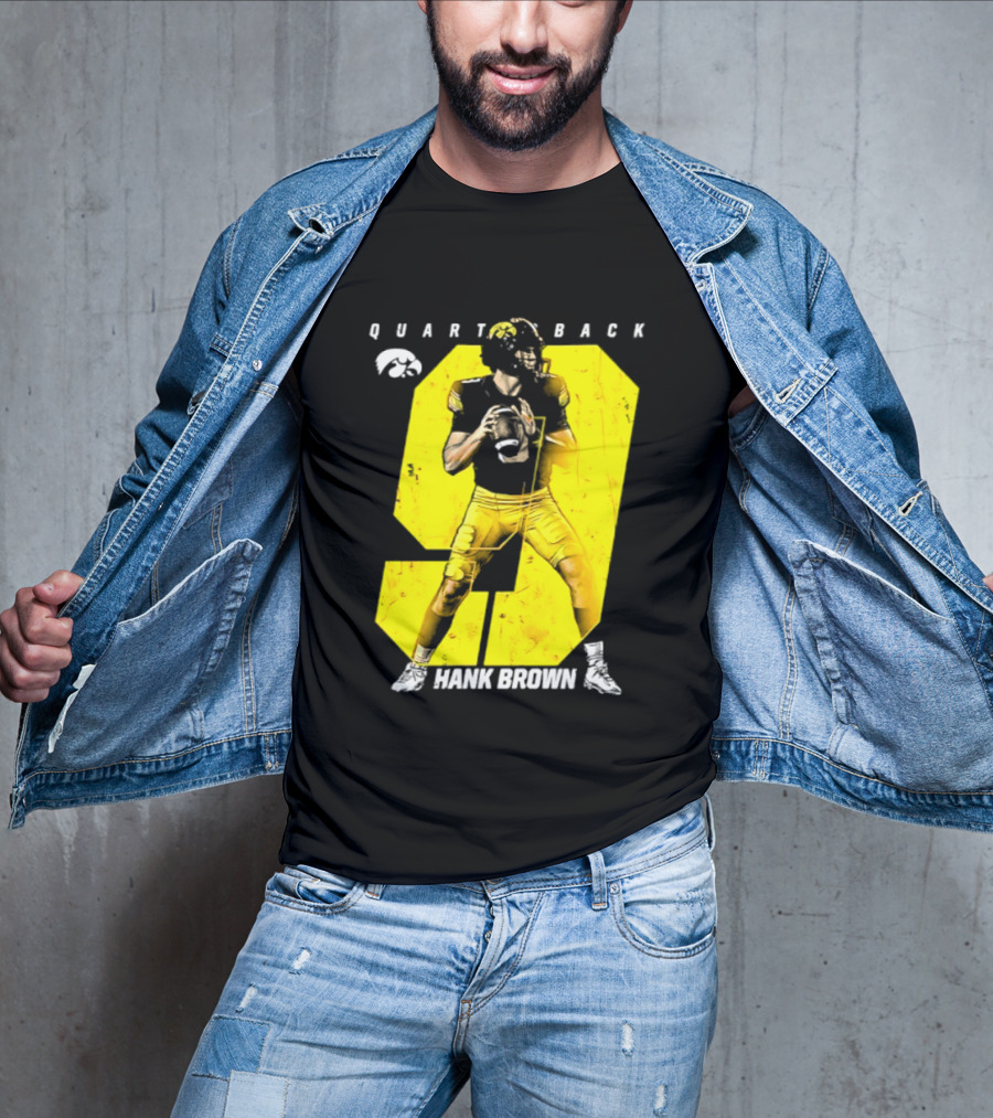 Hank Brown 9 Iowa Hawkeyes NCAA Football Quarterback Player Number T-Shirt