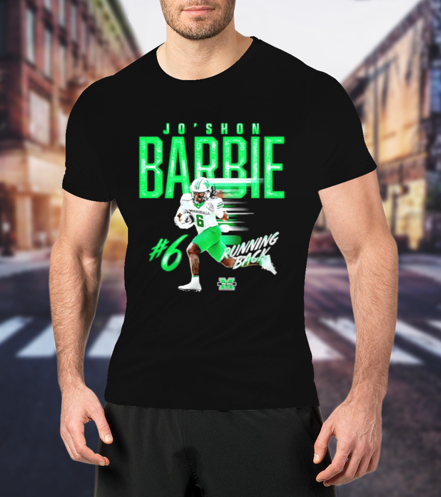 Jo'shon Barbie 6 Marshall Thundering Herd Running Back NCAA Football Player T-Shirt
