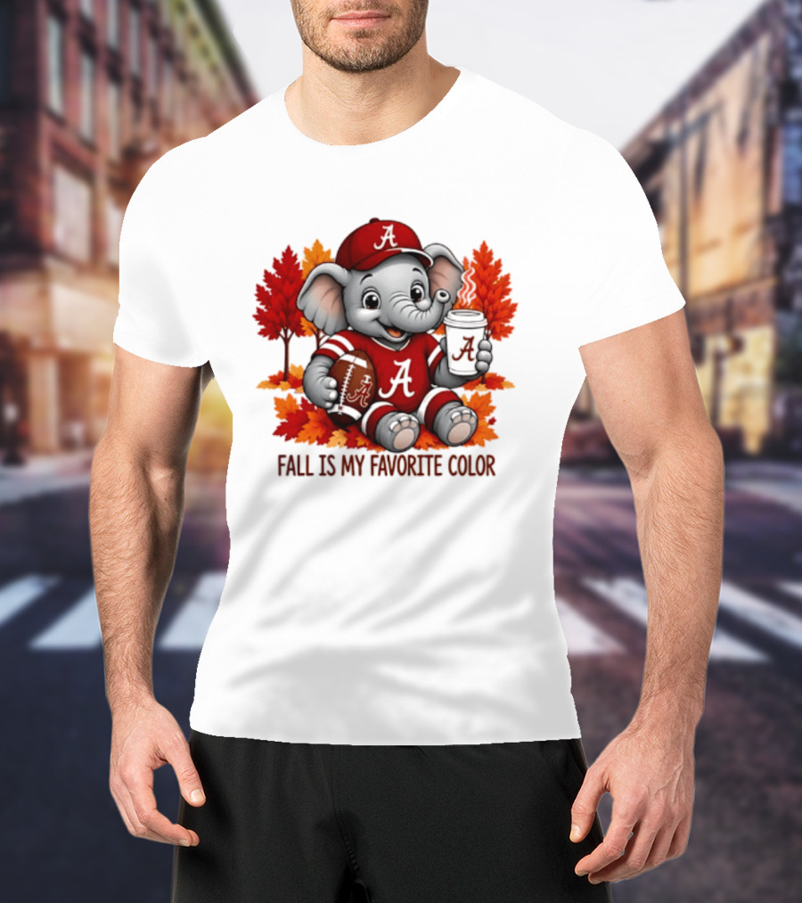 Alabama Crimson Tide Elephant Fall Is My Favorite Color Football Leaves T-Shirt