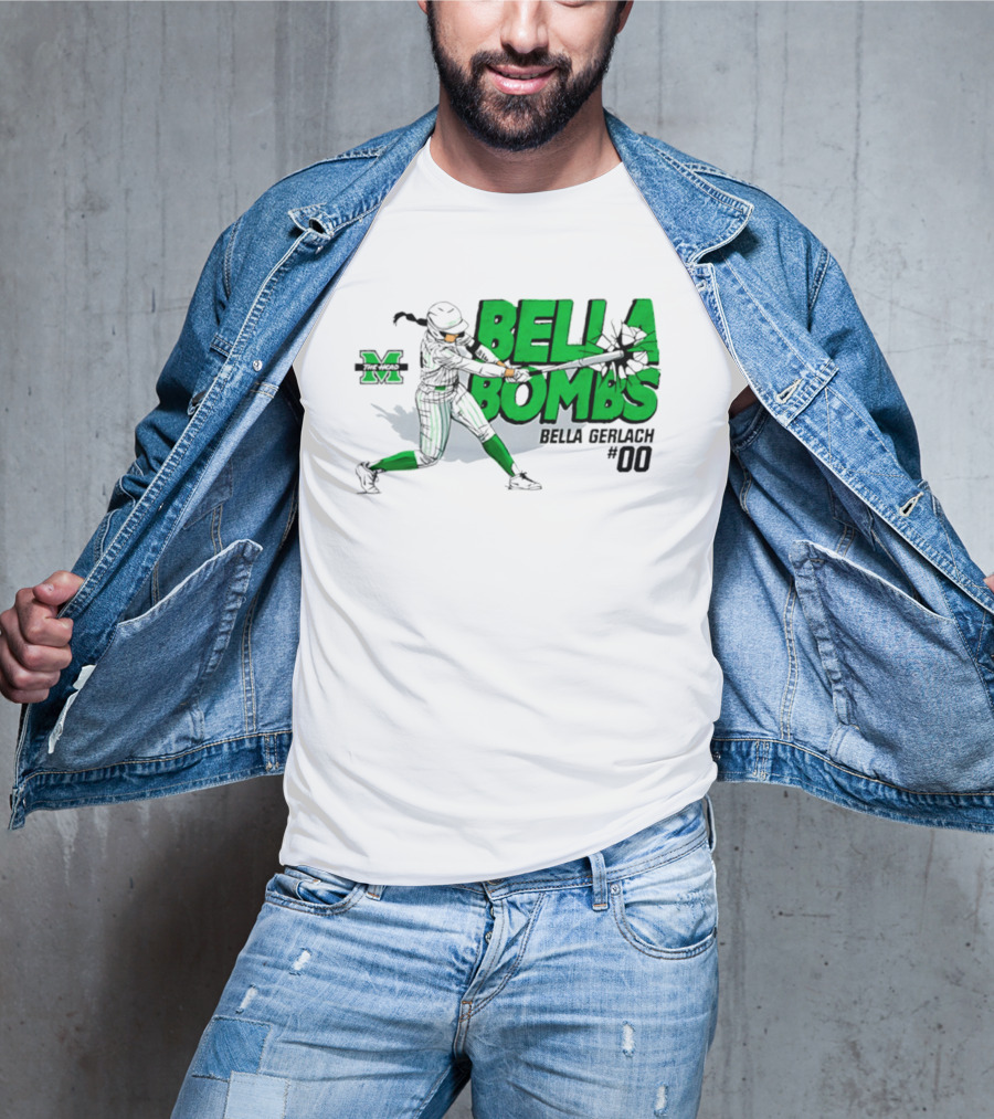 Marshall Thundering Herd Bella Bombs Bella Gerlach #00 NCAA Softball T-Shirt