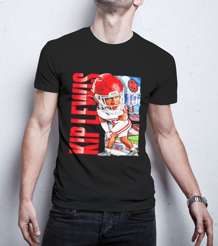 Kip Lewis 10 Oklahoma Sooners NCAA Football Player Caricature T-Shirt