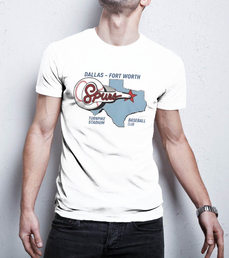 Dallas Fort Worth Spurs Turnpike Stadium Texas Map Baseball Club T-Shirt