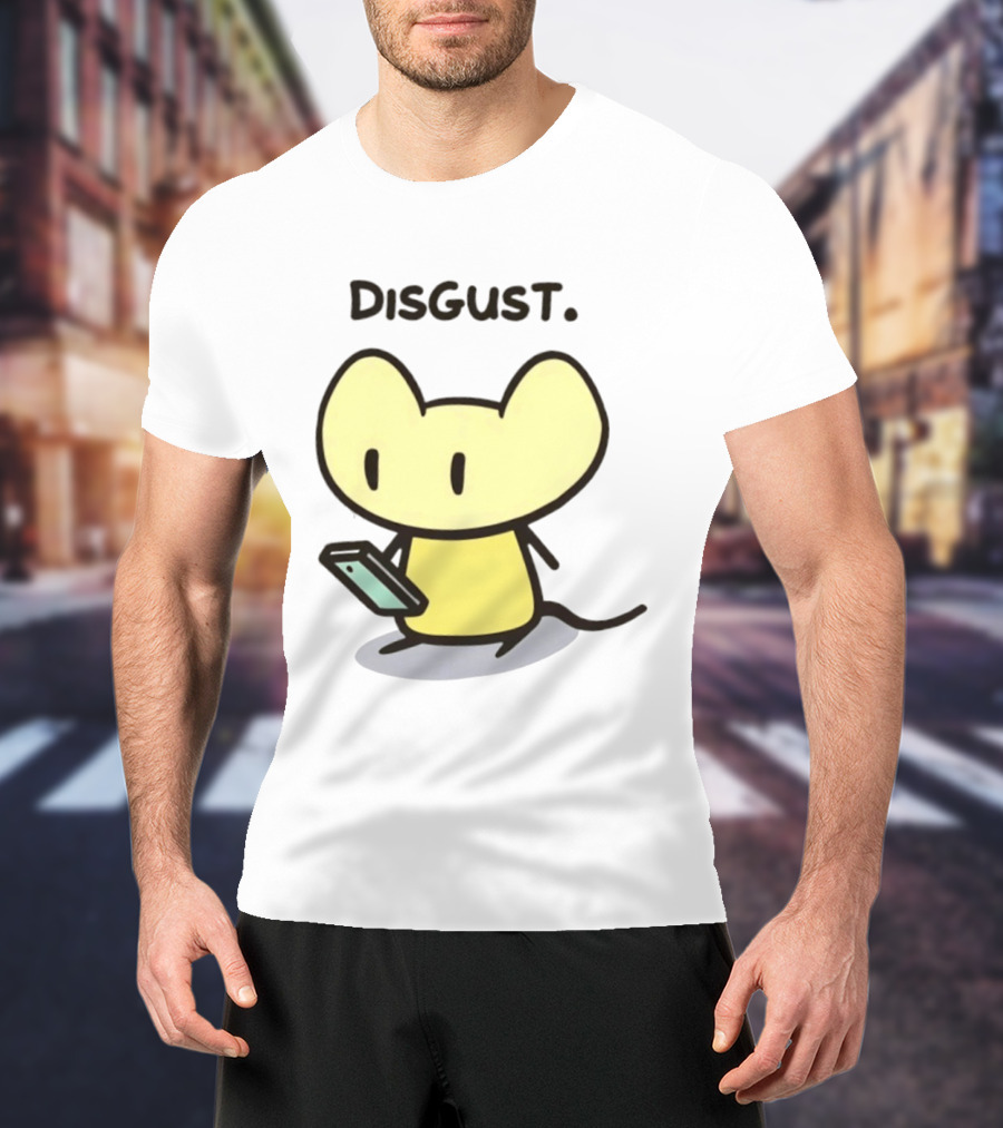 Disgust Mouse With Phone Vintage Humor T-Shirt