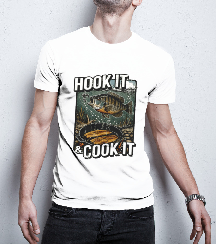 Hook It And Cook It Fishing Panfish Cast Iron Skillet T-Shirt