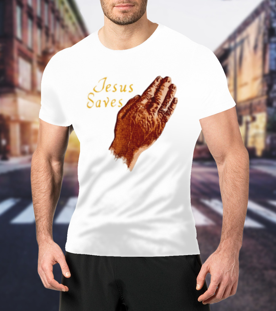 Jesus Saves Praying Hands Religious Faith Christian T-Shirt