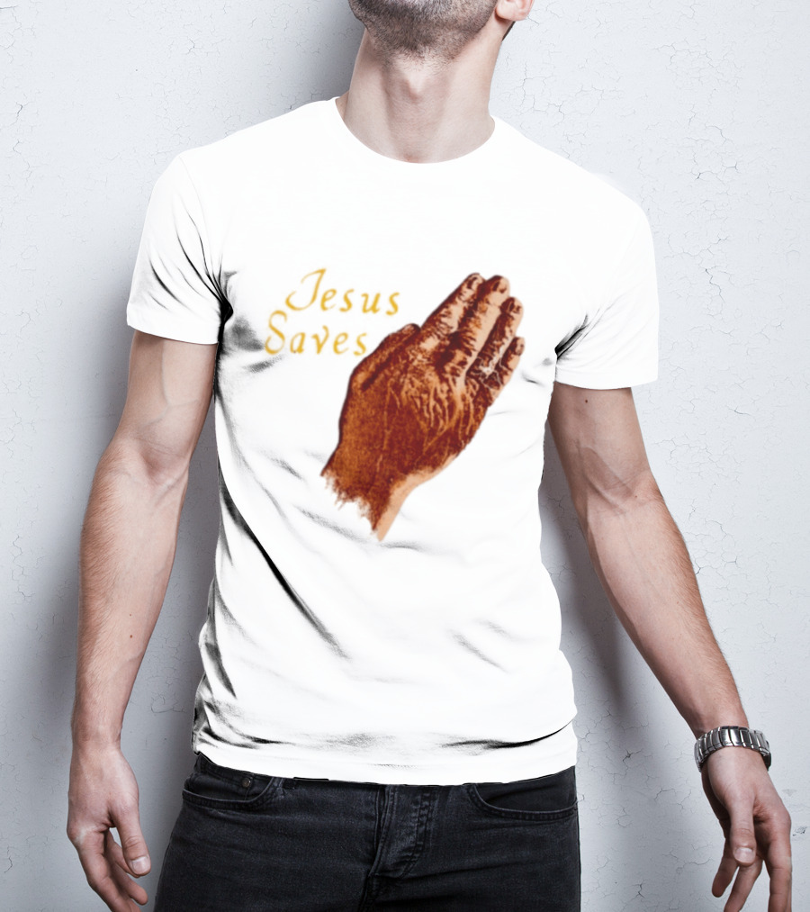 Jesus Saves Praying Hands Religious Faith Christian T-Shirt