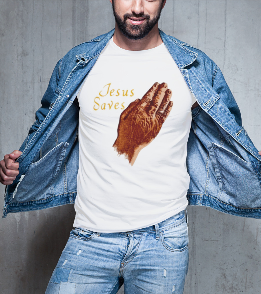 Jesus Saves Praying Hands Religious Faith Christian T-Shirt
