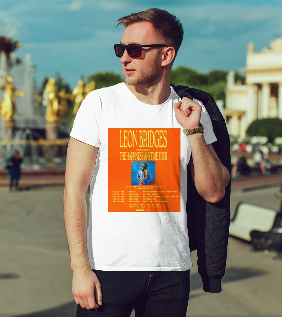 Leon Bridges Presents The Happiness Anytime Tour 2026 With Special Guests Australia Dates T-Shirt