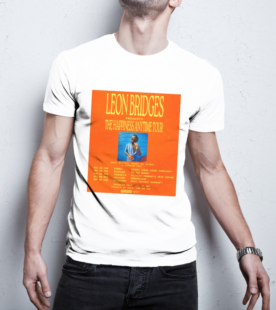Leon Bridges Presents The Happiness Anytime Tour 2026 With Special Guests Australia Dates T-Shirt