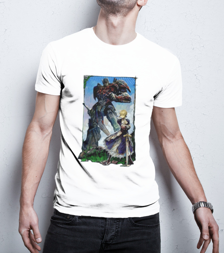 Optimus Prime Transformers With Saber Fate Stay Night Anime T-Shirt