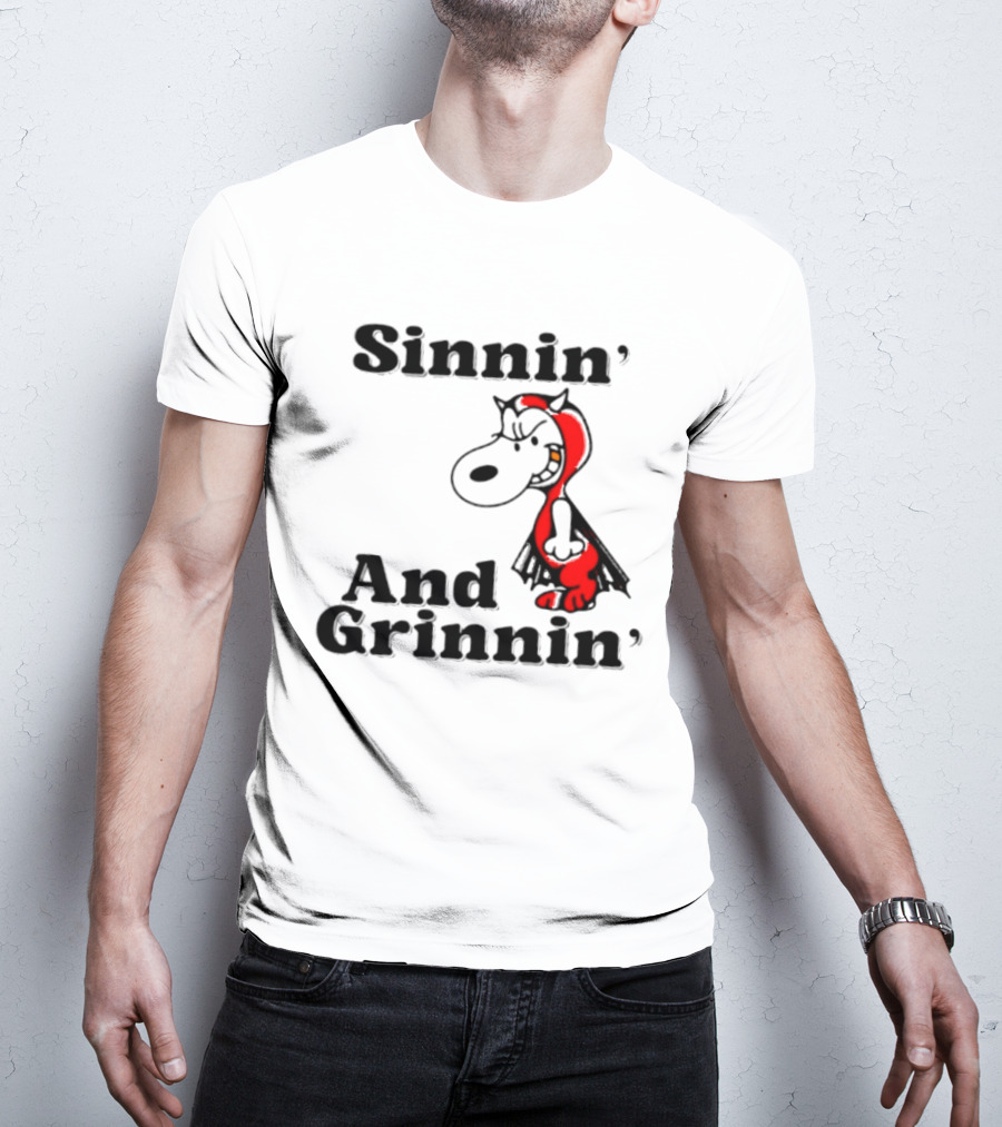 Sinnin' And Grinnin' Snoopy Devil Peanuts Cartoon T-Shirt