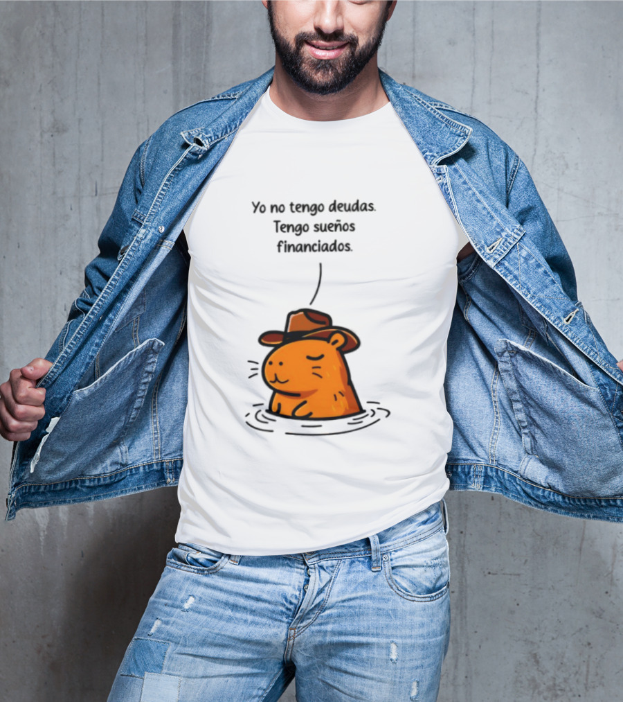 Yo No Tengo Deudas Tengo Sueños Financiados Capybara Sombrero Drawing T-Shirt
