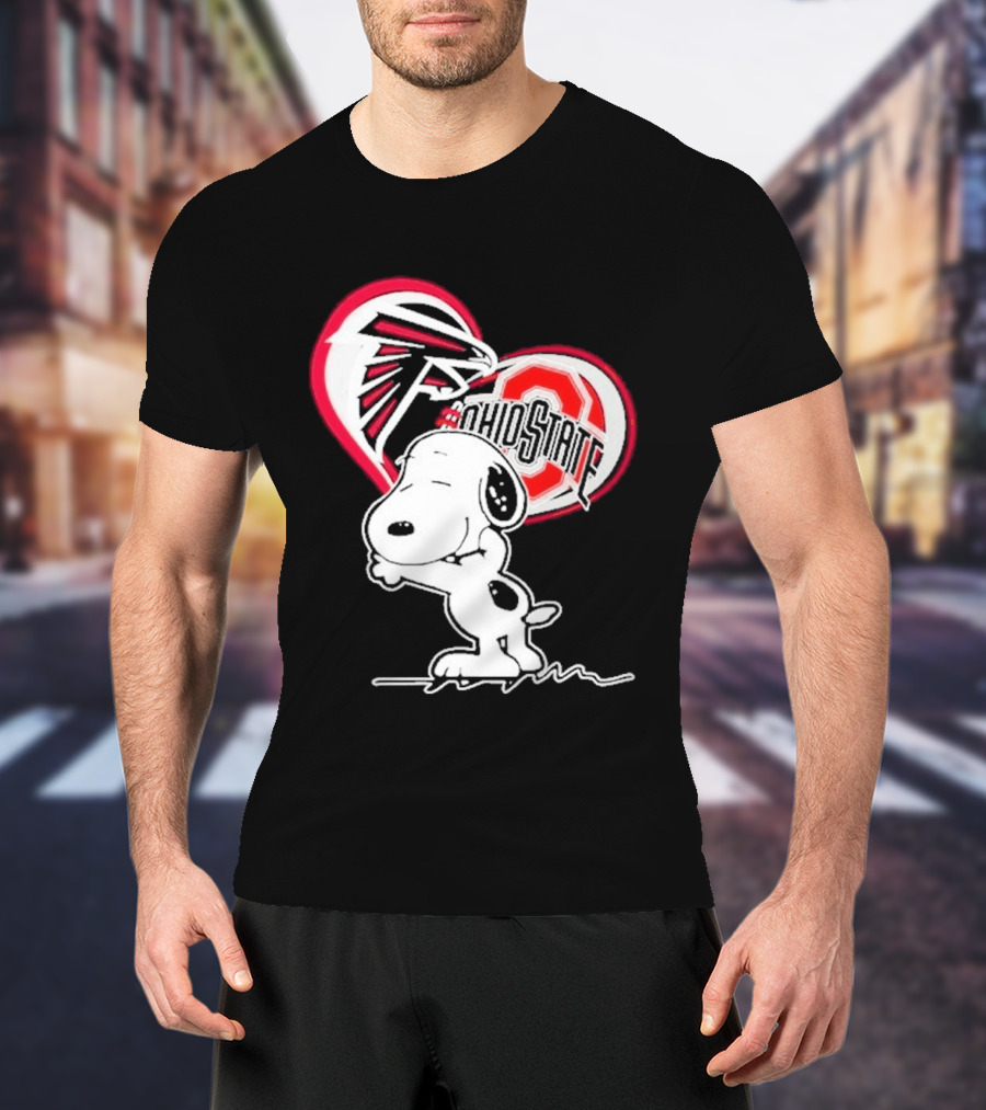 Atlanta Falcons Ohio State Buckeyes Snoopy Peanuts Heart T-Shirt