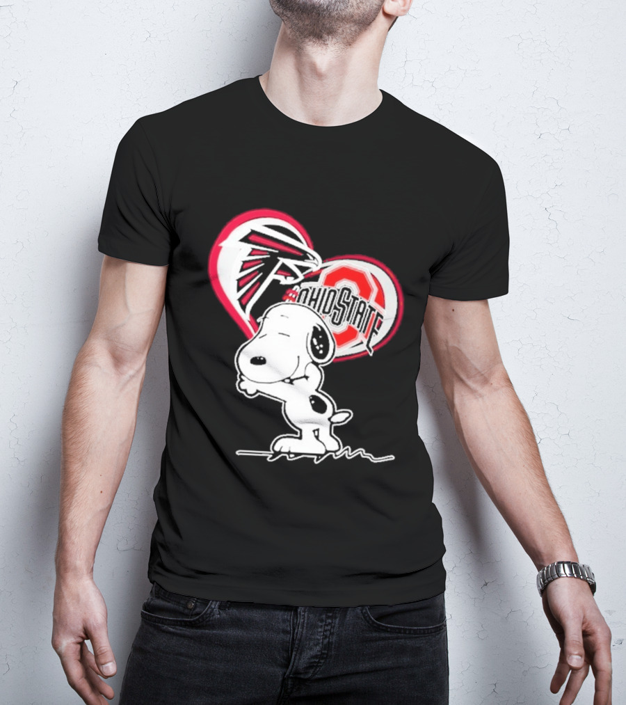 Atlanta Falcons Ohio State Buckeyes Snoopy Peanuts Heart T-Shirt