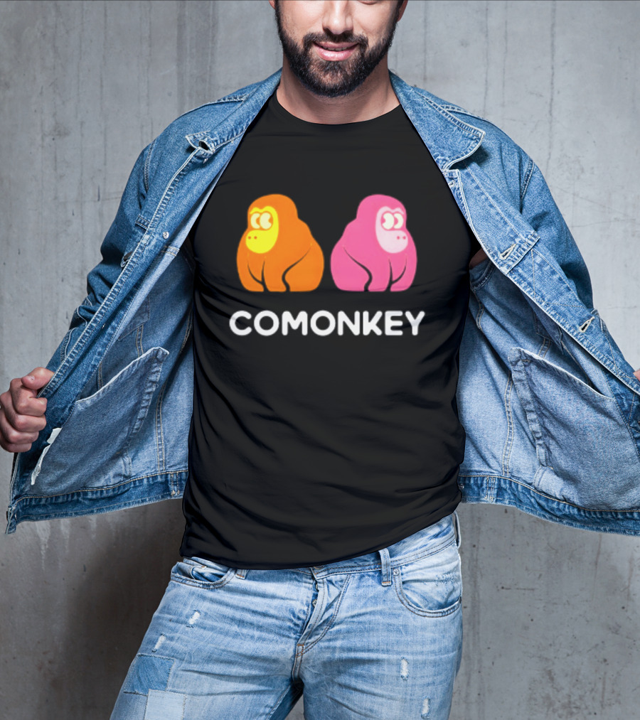 Comonkey Orange Pink Gorilla Ape Minimalist T-Shirt