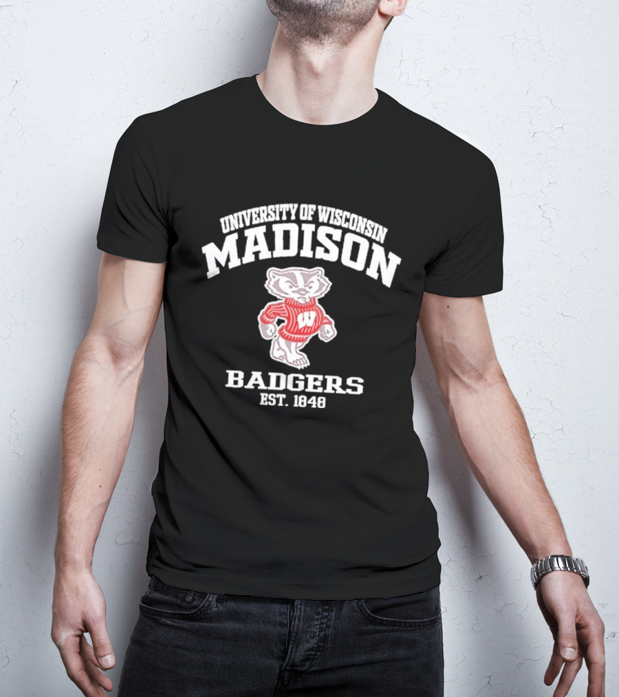 University Of Wisconsin Madison Badgers Est 1848 Vintage Bucky Badger Sweater T-Shirt