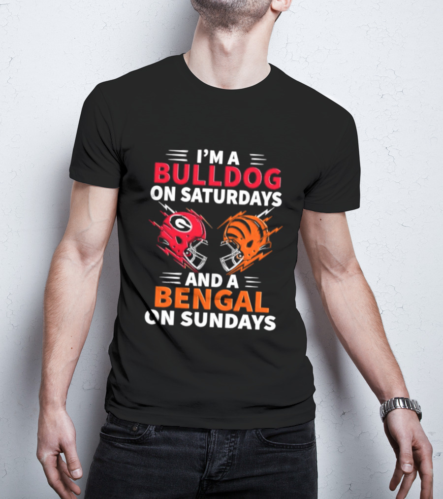 I'm A Bulldog On Saturdays And A Bengal On Sundays Football Helmets T-Shirt