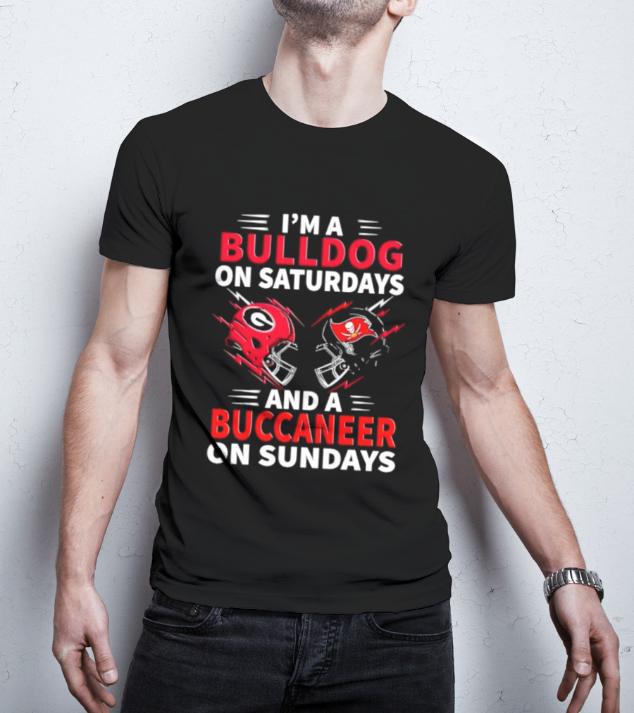 Georgia Bulldogs Saturday Tampa Bay Buccaneers Sunday Football Helmets T-Shirt