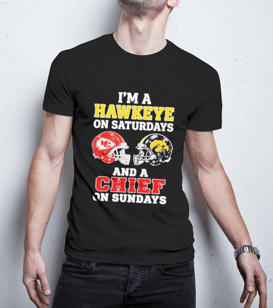 I'm A Hawkeye On Saturdays And A Chief On Sundays Helmet Head To Head T-Shirt