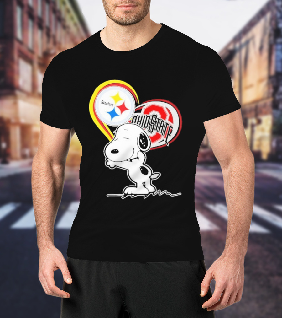 Pittsburgh Steelers Ohio State Buckeyes Snoopy Peanuts Heart T-Shirt