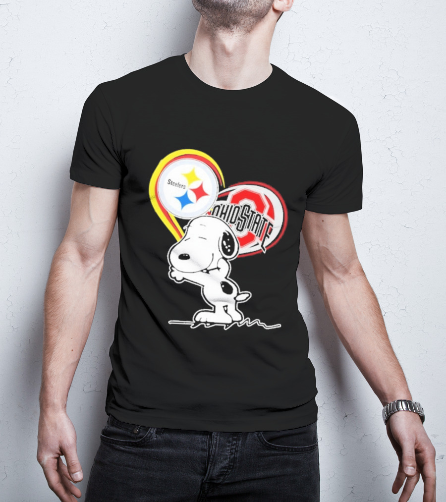 Pittsburgh Steelers Ohio State Buckeyes Snoopy Peanuts Heart T-Shirt