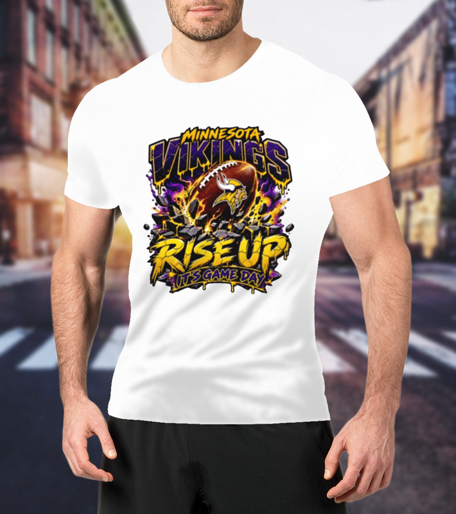 Minnesota Vikings Rise Up It's Game Day Football Vivid Color Explosion T-Shirt