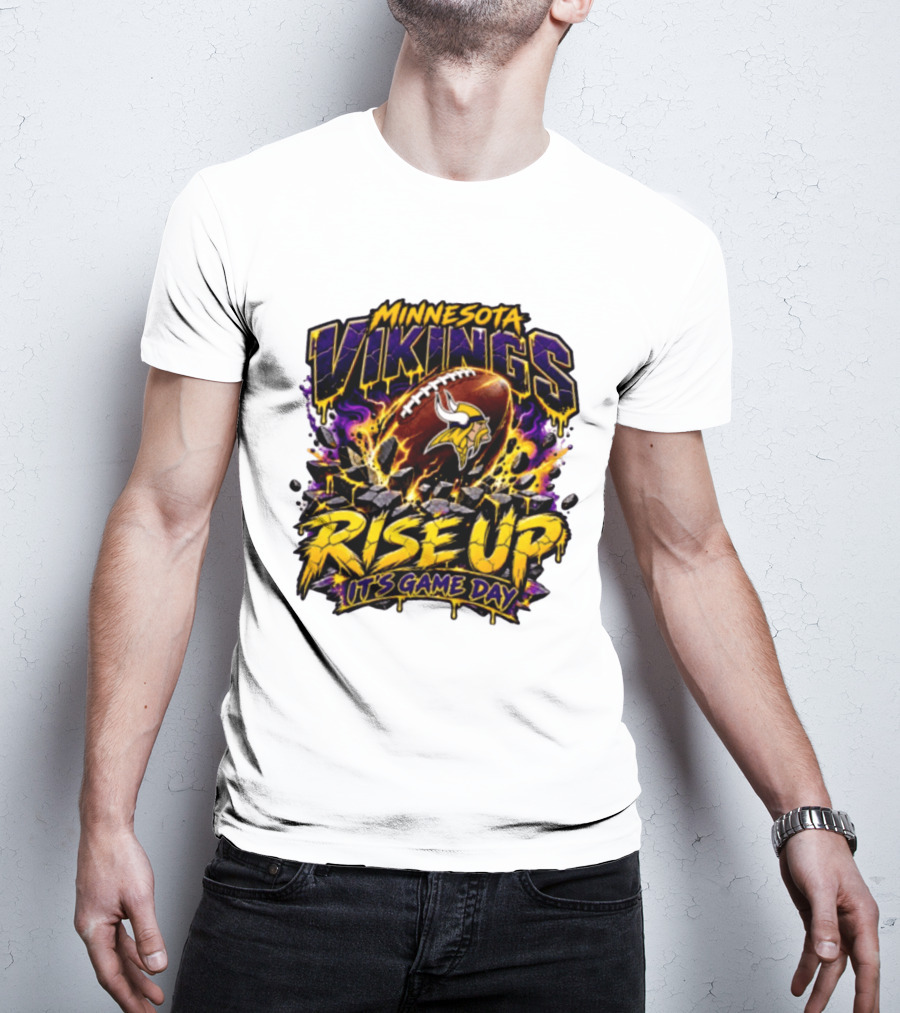 Minnesota Vikings Rise Up It's Game Day Football Vivid Color Explosion T-Shirt