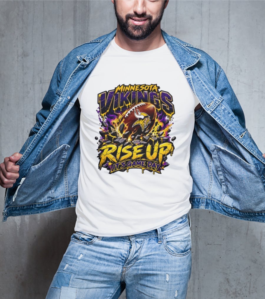 Minnesota Vikings Rise Up It's Game Day Football Vivid Color Explosion T-Shirt