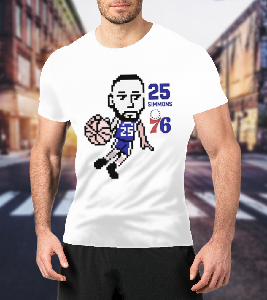 Ben Simmons 25 Philadelphia 76ers Pixel Art With Basketball T-Shirt
