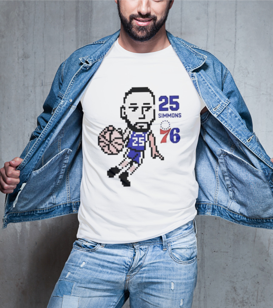 Ben Simmons 25 Philadelphia 76ers Pixel Art With Basketball T-Shirt