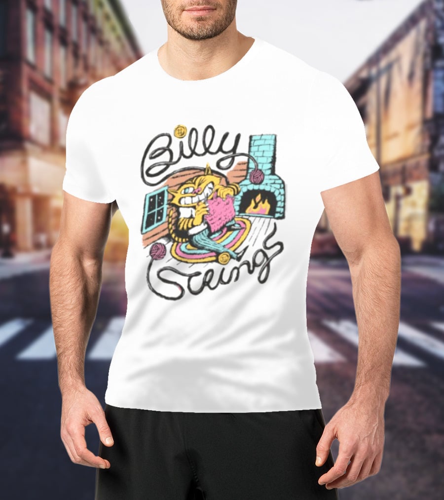 Billy Strings Store Yarn Ladies Nathan Hardyman Cat Knitting By Fireplace T-Shirt