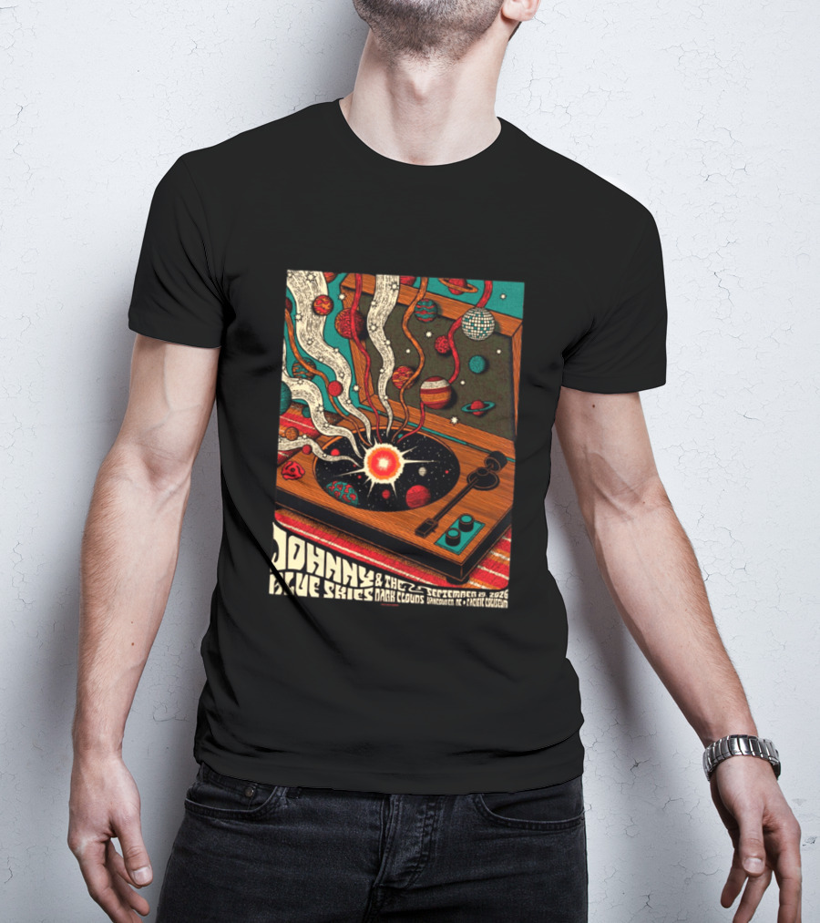 Johnny Blue Skies And The Dark Clouds Vancouver BC 2026 Event Live At Pacific Coliseum September 19 Vinyl Record Planets T-Shirt