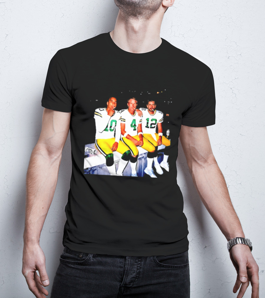 Jordan Love Brett Favre Aaron Rodgers Green Bay Packers Smoking And Beer Celebration T-Shirt