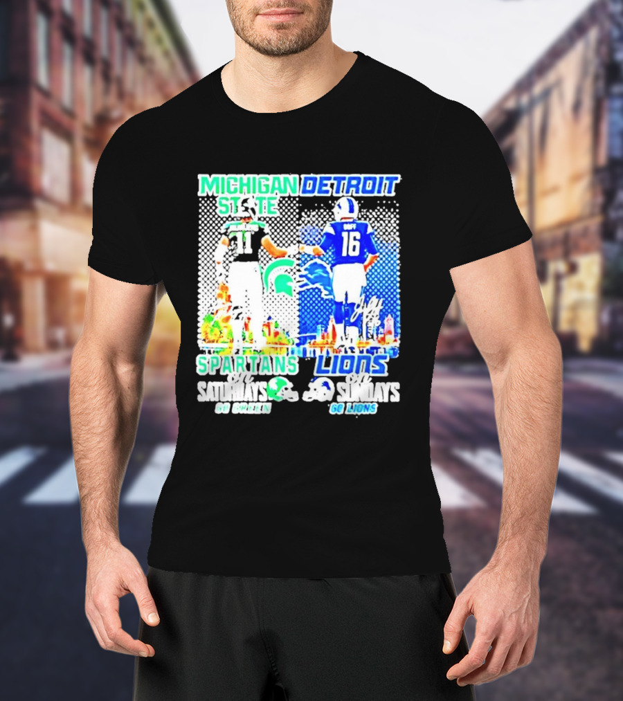 Michigan State Spartans Vs Detroit Lions Go Green Go Lions Football Showdown T-Shirt