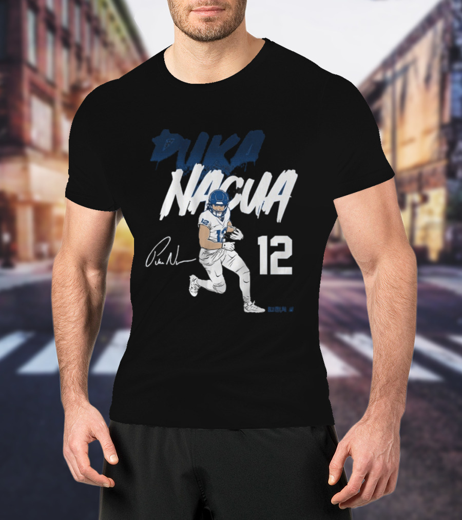 Puka Nacua 12 Signature Pose Athletic T-Shirt