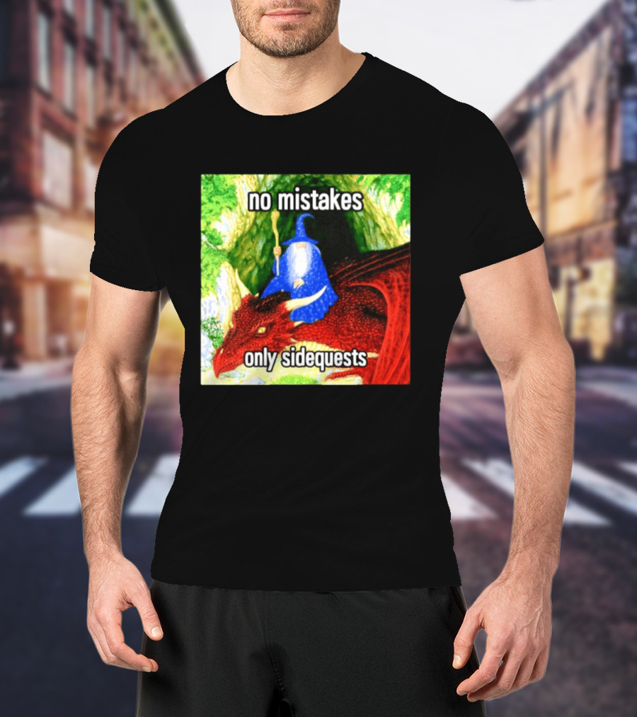 No Mistakes Only Side Quests Wizard And Dragon T-Shirt