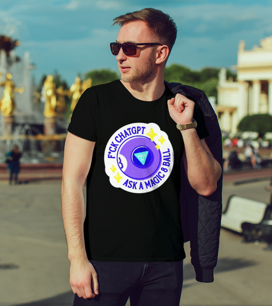 F*ck ChatGPT Ask A Magic 8 Ball F*ck AI Purple With Stars T-Shirt