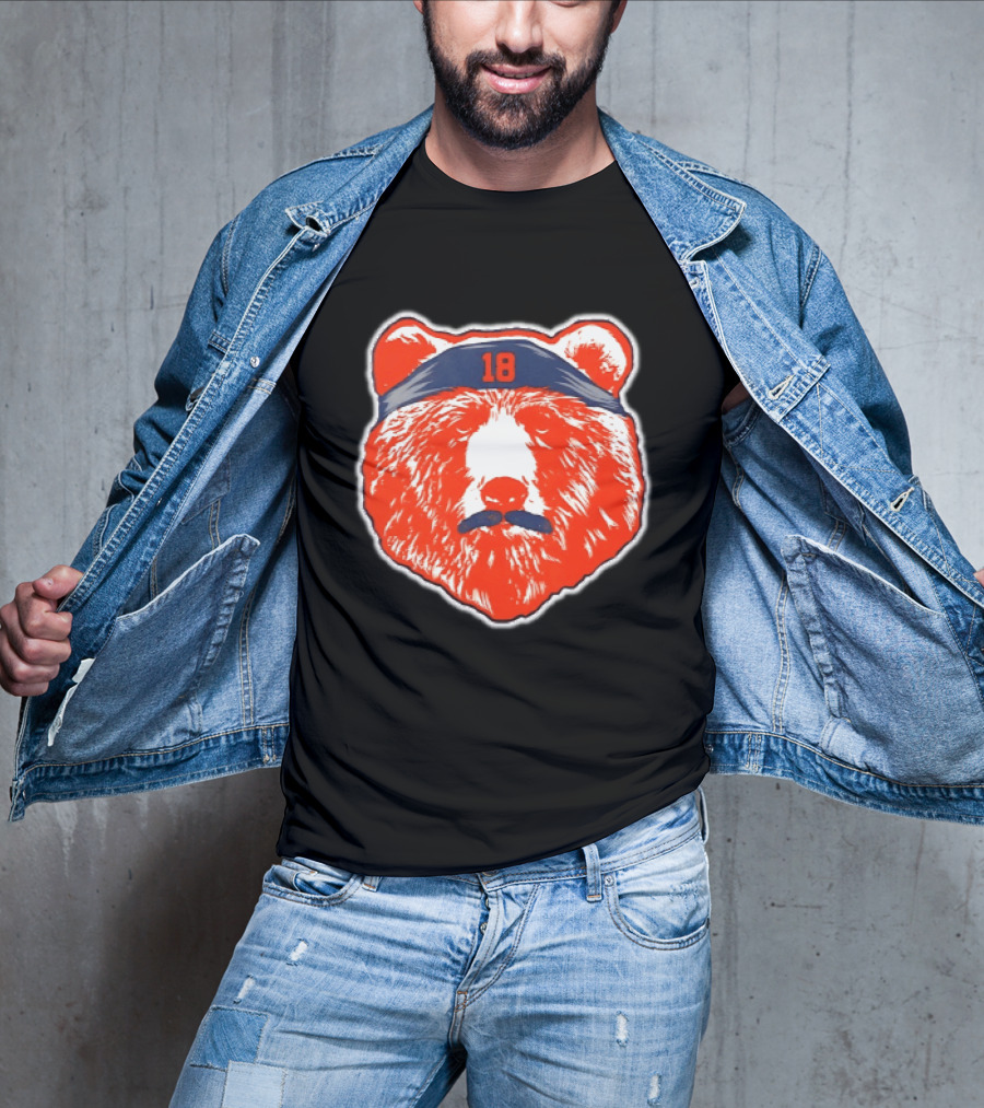 Caleb Williams Chicago Bears Mustache Bear Headband 18 T-Shirt