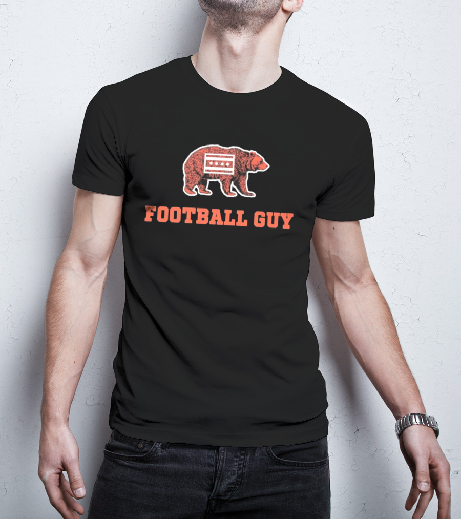 Chicago Bears Football Guy With Chicago Flag And Bear T-Shirt
