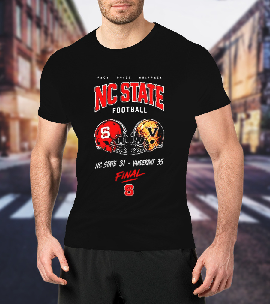 NC State Football Pack Pride Wolfpack Vs Vanderbilt Final Score 31 35 Helmet Matchup 8 T-Shirt