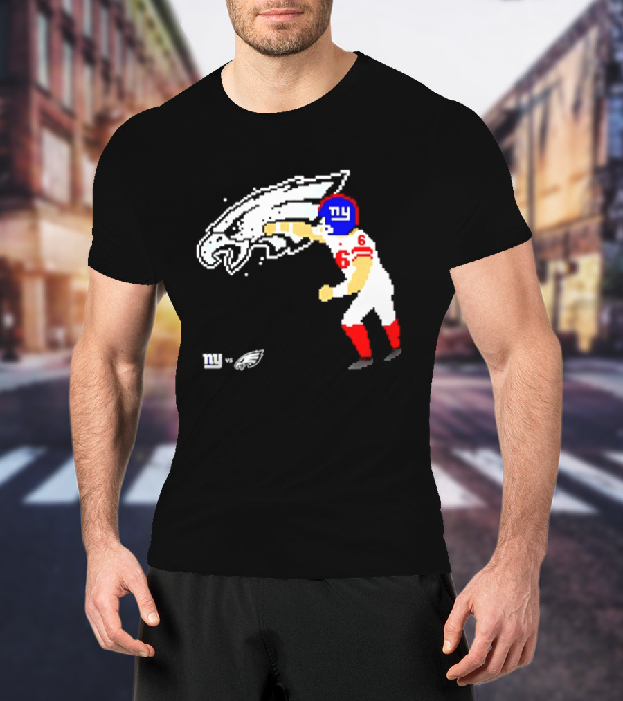New York Giants Jaxson Dart Vs Philadelphia Eagles Retro Pixel T-Shirt