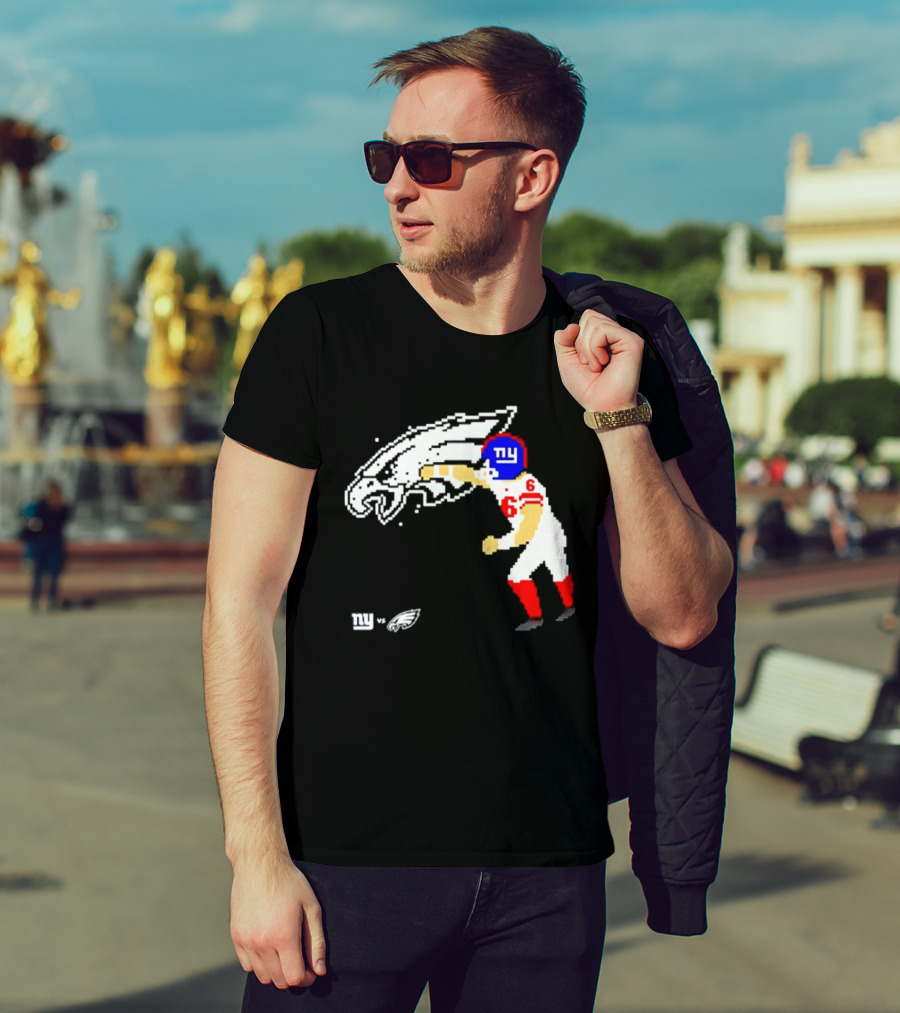 New York Giants Jaxson Dart Vs Philadelphia Eagles Retro Pixel T-Shirt