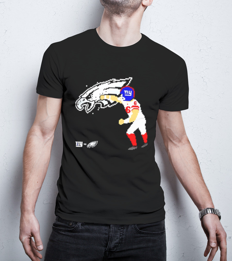 New York Giants Jaxson Dart Vs Philadelphia Eagles Retro Pixel T-Shirt