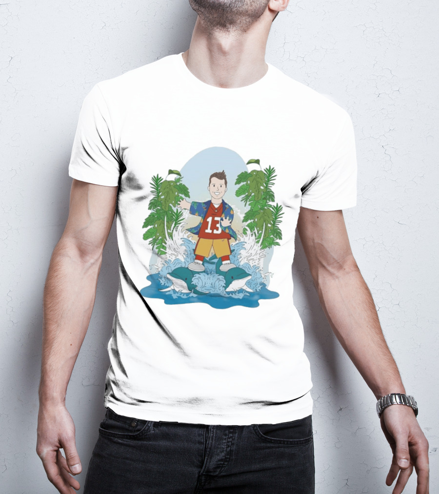 Brock Purdy 13 Surfing Dolphins Tropical Paradise Adventure T-Shirt