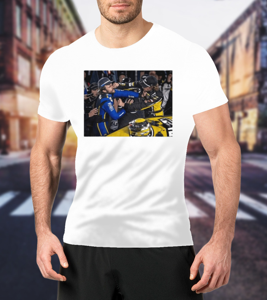 Carson Hocevar Vs Ryan Blaney NASCAR Fight Racing Rivalry Scene T-Shirt