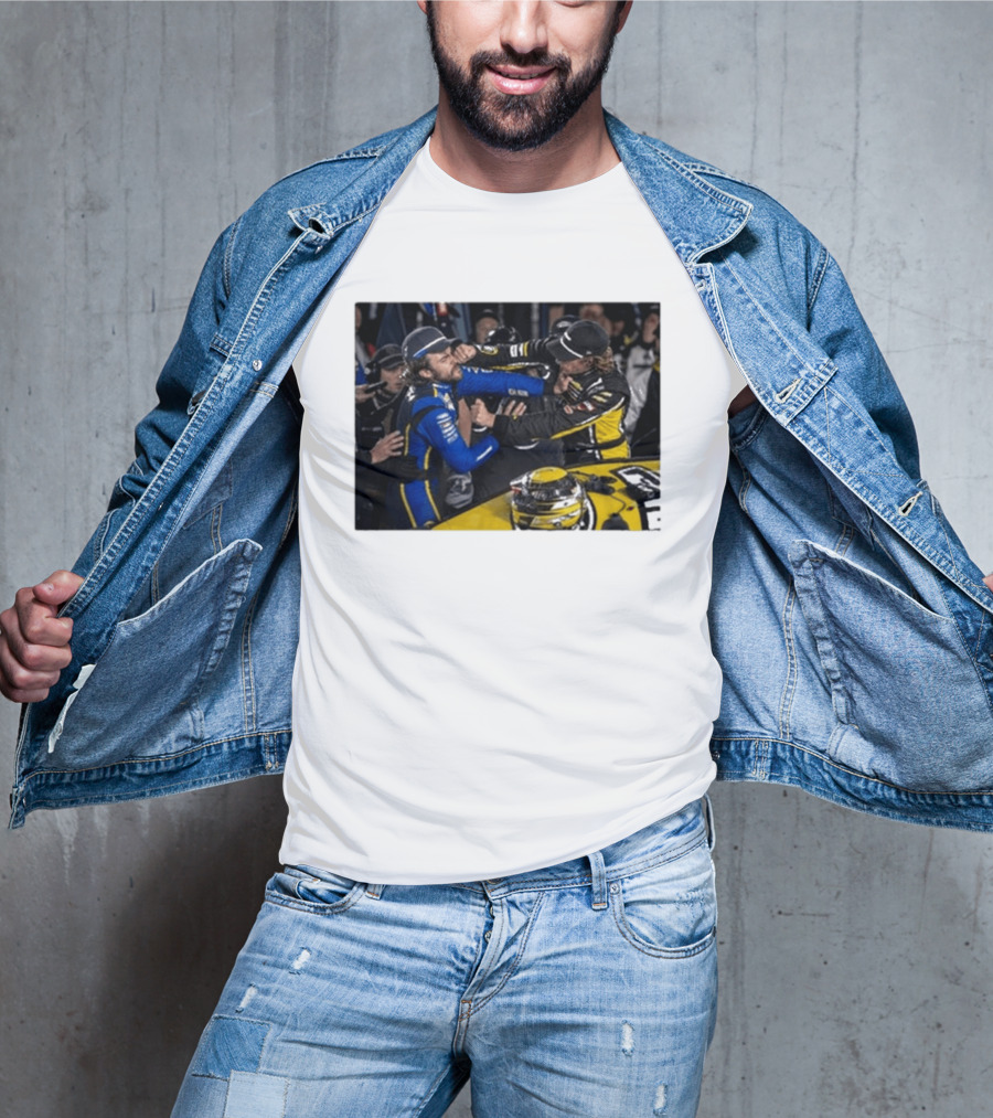 Carson Hocevar Vs Ryan Blaney NASCAR Fight Racing Rivalry Scene T-Shirt