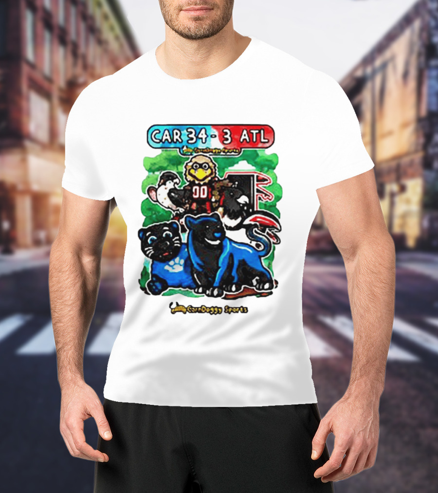 CAR 34 3 ATL CornDoggy Sports Panthers Falcons Cartoon Game Day T-Shirt