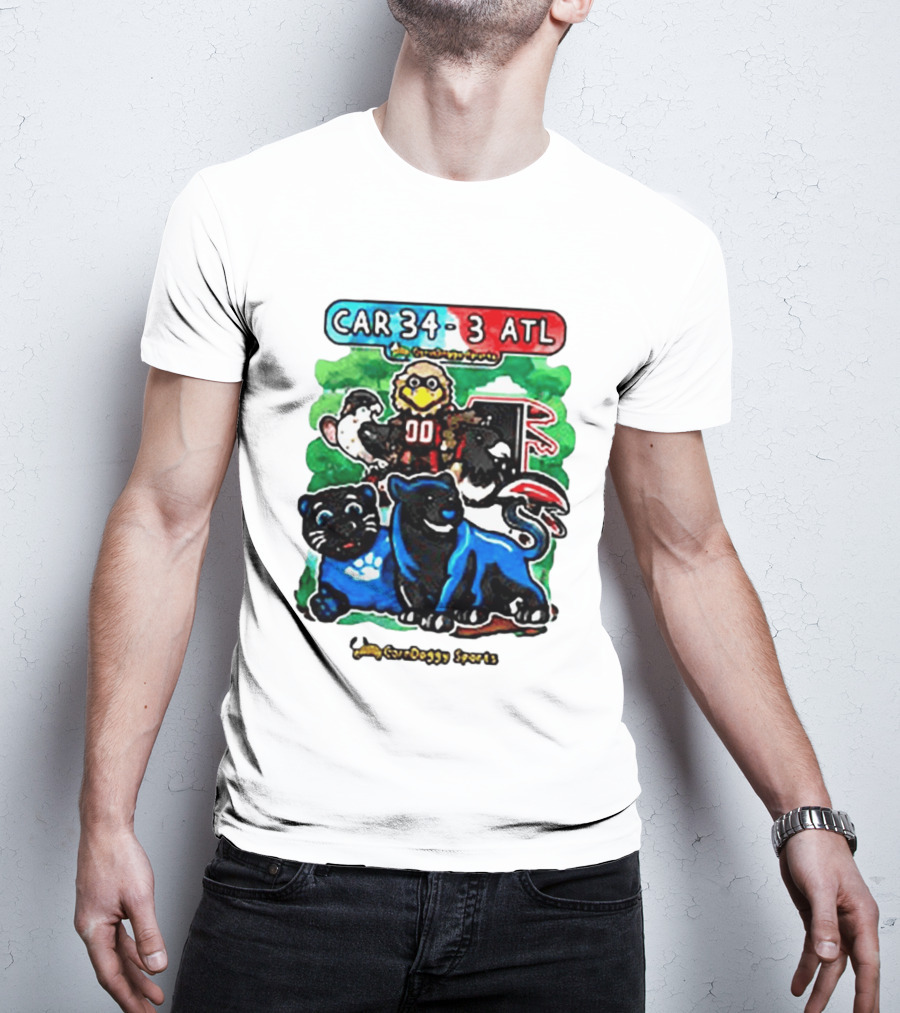 CAR 34 3 ATL CornDoggy Sports Panthers Falcons Cartoon Game Day T-Shirt