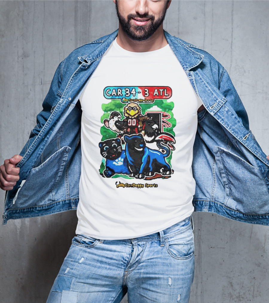 CAR 34 3 ATL CornDoggy Sports Panthers Falcons Cartoon Game Day T-Shirt