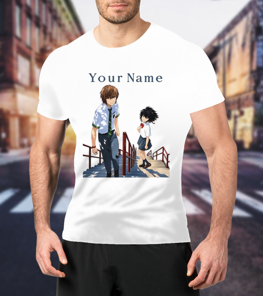 Light Yagami And Your Name Anime Crossover Stairs Scene T-Shirt